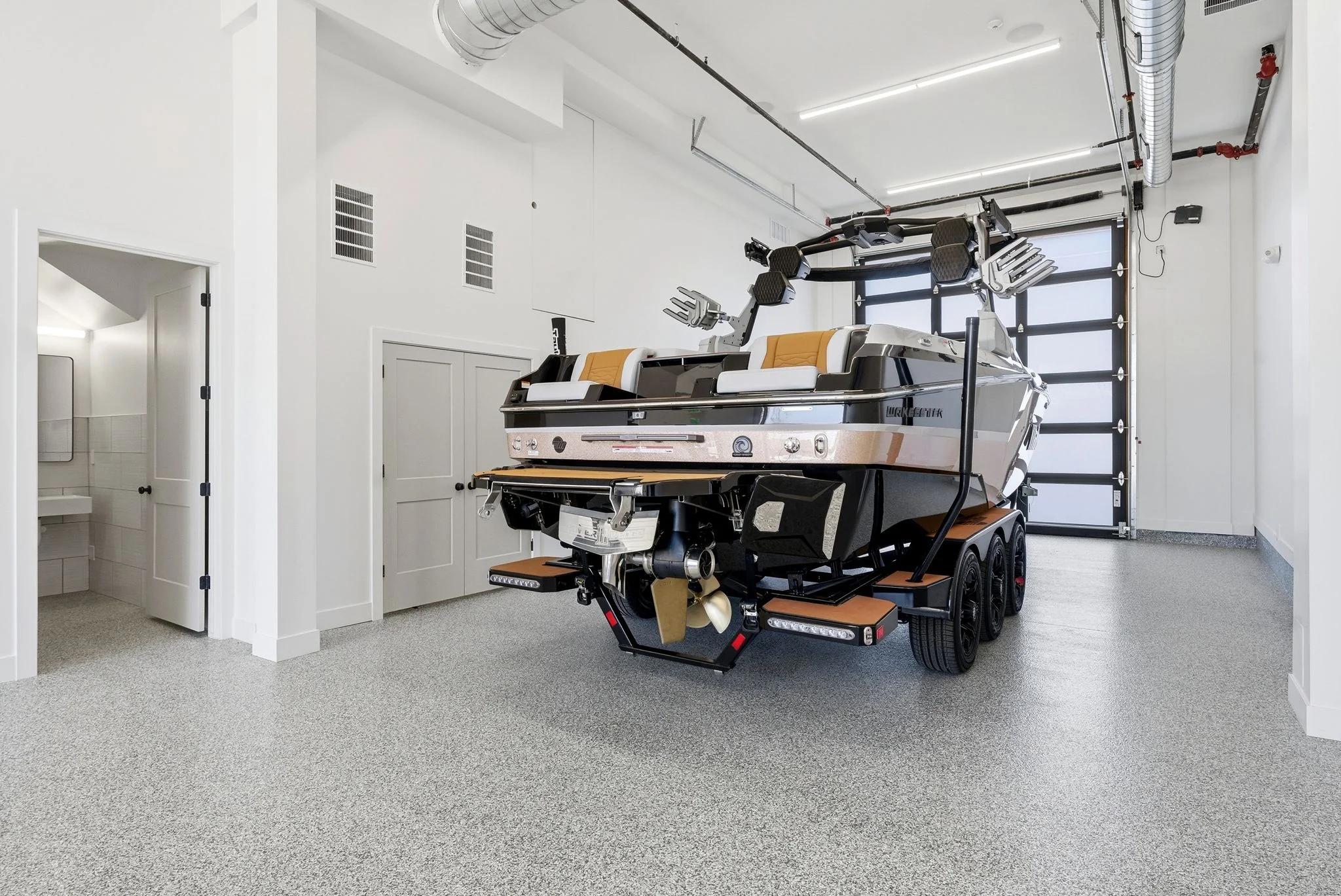 Boat on first level showing high ceilings
